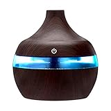 Rosennie Luft Aroma Ätherisches Öl Diffuser LED Ultraschall Aroma Holzmaserung Aromatherapie Maschine Luftbefeuchter Tragbarer Elektrische Luftreiniger aus Holz für zuhause, Yoga, Büro, SPA (Black C)