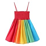 Hanomes Kleid Kinder Kleinkind Baby Mädchen Kleid Sunny Regenbogen Smok Halfter Kinder Hosenträger Kurz Strandkleid Sonnenblume Slip Blumen Strandkleid Kleidung Fashion M