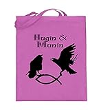 Hugin & Munin - Raben fangen Christenfisch - Jutebeutel (mit langen Henkeln) -38cm-42cm-Pink