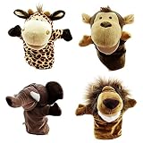 Sanfiyya Tierfreund Handpuppe Elefant, Giraffe, AFFE, Löwe Mit Arbeitsanschluss 4p