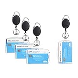 Vicloon Ausweishüllen, 4 Stück ID Kartenhalter mit Retractable Schlüssel Jojo, Ausweishalter mit Clip, Aus Plastik Hartplastik, Horizontal/Vertikal 2 Arten Zum Tragen, für ID Badge H