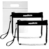 MOCOCITO Clear Toiletry Bag with 1 Flight Air Bag Approved by EU&UK Hand Luggage Relugations |Transparent Zipper Bag for Cosmetics|PVC Airport Security Luggage Organiser | Wash Bag Kit Make up