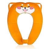 Pejoye Toilettensitz Kinder Toilettentrainer, Faltbarer Toilettensitz Kinder für Reise Töpfchen,Tragbar Reise WC Sitz Kleinkind Töpfchentrainer mit Aufbewahrungstüte, Shiba I