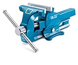 Heuer Schraubstock (Breite 120 mm, Spannweite x Tiefe 150 x 65 mm, Durchmesser 16 – 55 mm; Backen wend- und austauschbar; geriffelt + glatt) 101120