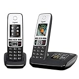Gigaset C190A Duo – Premium schnurloses Heimtelefon mit Anrufbeantworter und Störrufblockierung – 2 Mobilgeräte, Schwarz/Silb