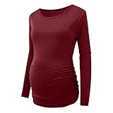 YIFANG Damen Langarm Schwanger T-Shirt Umstandsshirt Umstandspullover Feinstrick Damen Schwangerschaft Umstandsmode Langarm Strickpullover Strick-Pulli Umstands-Pullover Sweater Ob