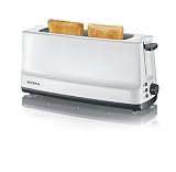 SEVERIN Automatik-Langschlitztoaster, Automatik-Toaster mit Brötchenaufsatz, Edelstahl Toaster zum Toasten, Auftauen und Erwärmen, 800 W, weiß / grau, AT 2232
