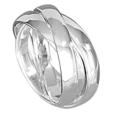 Vinani 3er Ring Wickelring massiv glänzend 3 Ringe beweglich Sterling Silber 925 Dreierring Größe 60 (19.1) R3R60
