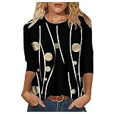 Personalisierte Ärmel Retro T-Shirt Neck Round Long Fashion Women 's top Bedruckte Women' s T-Shirts Vintage t Shirt (Black, L)