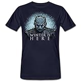 Spreadshirt Game of Thrones Night King Winter is Here Männer Bio-T-Shirt, M, Navy