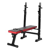 KirinSport Verstellbare Hantelbank mit Dip-Station, zusammenklappbar, strapazierfähig, für das Training zu Hause oder im Fitnessstudio, multifunktionale Trainingsbank