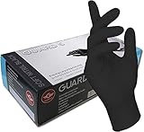 200 Stck - Einweghandschuhe von GUARD 5 - Schwarze Nitril-Handschuhe puderfreie Tätowierhandschuhe Kochhandschuhe (10 / XL)