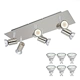 6 Flammig LED Deckenleuchte 230V Wohnzimmer Deckenstrahler GU10 Modern Gebürstet Schwenkbar Küche innen Deckenlampe inkl. 5W Warmweiß 500LM Glühb