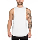 Tops Ärmelloses Herren Basic Mode Rundhals Herren Tankshirt Atmungsaktiv Einfarbig Hip Hop Style Herren Tank Top Trend Design Herren Streetwear C-White M