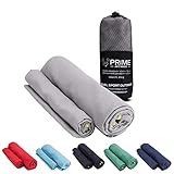 PRIME ART WOOD® 80x40cm Grau 80 40 cm 40x80cm Fleece Handtuch Mikrofaser Reisehandtuch Microfaser Handtücher Mikrofaser Microfaserhandtuch Sport reisehandtuch Set reisehandtuch schnelltrocknend S
