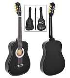 Akustik Gitarre Klassikgitarre Konzertgitarre in Schwarz mit Tasche, Saiten, Plektrum und G