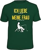 RAHMENLOS Original T-Shirt für Angler und Fischer: Ich Liebe Meine Frau., Grün, L