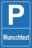 Allesklaro Digitaldruck Wunschtext Schild selbst gestalten – Parkplatz Hinweisschild blau – Hochformat – 4 mm Alu Verbundplatte (30 x 20 cm)