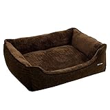 FEANDREA Waschbares Hundebett, Bezug abnehmbar und maschinenwaschbar, Kuscheliges Hundekissen, Braun 90 x 25 x 75 cm PGW11CC