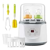 6 in 1 Flaschenwärmer Baby Doppelt Dampfsterilisator Babykostwärmer Sterilisator für Babyflaschen Bottle Warmer Milchwärmer Warmhaltefunktion Auftauen für Babyflaschen und S