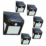 6-Stück Solar Wandleuchte Außen mit Bewegungsmelder LED Solarleuchte 40 LEDs Schwarz Plastik Gartenlampe Solarlampe Energiesparende Solarbetriebene Umweltschutz Lampe (6PCS)