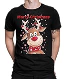 Merry Christmas Rentier - Weihnachten Merry Christmas Ugly X-Mas Santa Claus Weihnachtsoutfit Weihnachtsshirt D Herren Männer T-Shirt | Schwarz | M