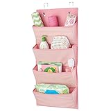 mDesign Hängeaufbewahrung mit 4 großen Taschen – Kinderzimmer Aufbewahrung für Kinderschuhe, Accessoires und Kleidung – Taschengarderobe zum Hängen –