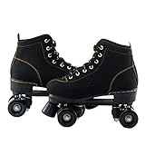 HXSNB Damen Rollschuhe Allrad Rollschuhe High-Top Rollschuhe PU-Leder Rollschuhe Glänzende Rollschuhe für Erwachsene Indoor Outdoor,Black-38