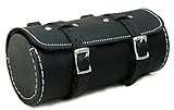 Herte Herren Tasche aus echtem Leder Fahrrad Satteltasche rund Utility Tool Bag Schwarz, Schwarz - schwarz - Größe: