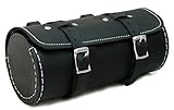 Herte Herren Tasche aus echtem Leder Fahrrad Satteltasche rund Utility Tool Bag Schwarz, Schwarz - schwarz - Größe: