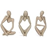 Fittoway Denker Statue Abstrakte Skulptur Ornamente Resin Moderne Handgemachte Statuen Für Wohnzimmer Schlafzimmer Büro Satz von 3