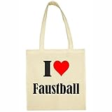 Tasche I Love Faustball Größe 38x42 Farbe Natur Druck Schw