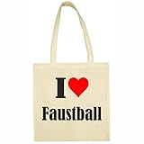 Tasche I Love Faustball Größe 38x42 Farbe Natur Druck Schw