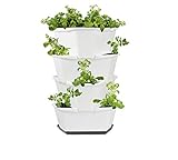 GUSTA GARDEN Paul Potato Starter Kartoffelturm - stapelbar - Hochbeet/Pflanzgefäß/Blumentopf für Balkon, Garten und Terrasse (4 Etagen, Weiß) inkl. U