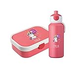 4you Design Set Brotdose & Trinkflasche Einhorn Mepal Campus + Bento Box & Gabel - Schule - Kindergarten - Geschenk 6 Farben (Pink)