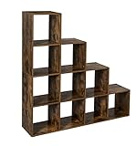 Treppenregal Bücherregal Raumteiler Stufenregal Standregal Regal Holz ZeoTioo (Color : 10 Fächer-Vintage)