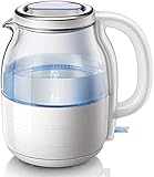 Elektrischer Glas-Wasserkocher Kabelloser 1,2 l Edelstahl-Wasserkocher Blaue Beleuchtung LED-Licht, Schnellkochkessel Abschaltautomatik, Bpa-freier elektrischer Wassertank Wasserk