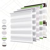 Doppelrollo Klemmfix ohne Bohren, 85x150cm (BxH) Weiß Duo Rollo Klemmrollo Lichtdurchlässig Sichtschutz Seitenzugrollos Springrollos Duorollos für Fenster Tü
