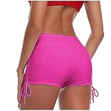 TDEOK Badehose Damen High Waist Schnürung Badeshorts Kurze Bikinihose Schwimmshorts Sommer Neu Schwimmhose Bikini Baden Sexy-Beach Bademode mit Kordelzug Badehose Shorts H