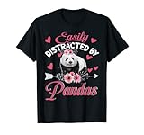 Easily Distracted By Pandas Cute Floral Flower Panda T-S
