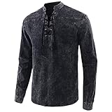 QWERD Herren Gothic Steampunk Hemd Mittelalter-Hemd mit Schnürung Freizeitshirt Cosplay Tops Rüschenhemd Elegant Gothic Piraten Victorian Renaissance Halloween Elegant Langarmshirt Männer Lang