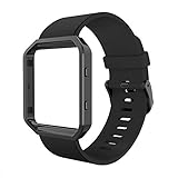 Simpeak Armband Kompatibel für Fitbit Blaze, Groß Silikon Uhrenarmband Ersatz Armbänder Kompatibel mit Fitbit Blaze - Schwarz, 6.7- 8.1 Z