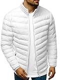 OZONEE Herren Übergangsjacke Jacke Übergang Jacken Herbst Bomberjacke Stehkragen Kapuze Steppjacke Kapuzenjacke Leichte Outdoor Puffer Jacket Gepolstert JS/SM70/1 WEIß L