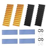 ZHITING 4 Stück M.2 SSD Kühlkörper,M.2 Kühler, mitWärmeleitpad Selbstklebend,Silikon-Gummi Befestigung,für 2280 M.2 SSD PCIe NVMe 70x22x6mm(Gold Schwarz)