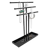 Belle Vous T Bar Schmuckständer Schwarz 3-Stöckig, Metall Schmuck Ständer – Schmuck Organizer Schmuckhalter Schwarz Schmuck Halter Schmuckständer Uhren, Ketten, Armbänder Aufbewahrung, Ringe, Ohrring