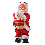 VOSAREA Weihnachtsmann mit Musik Trommel Schlagen Spielzeug Tanzender Nikolaus Singender Nikolaus Twerkender Bewegung Weihnachten Santa Claus Weihnachtsdeko (Ohne Batterien) 35