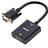 BENFEI HDMI-auf-VGA-Adapter (weiblich auf männlich) mit 3,5 mm Klinkenstecker, kompatibel mit TV Stick, Computer, Desktop, Laptop, PC, Monitor, Projektor, Raspberry Pi, Roku, Xbox Usw, Schw