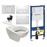 Geberit Duofix Vorwandelement UP 100 + Design WC mit LotusClean Beschichtung + Absenkautomatik + Delta 21 Drückerplatte + WC Deck