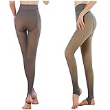 Strumpfhosen Damen Plüschstrümpfe Perfekt Beine abnehmen Gefälschte durchscheinenden Warmer Fleece Pantyhose -winter wärmende Thermostrumpfhose für Damen, verdickte Leggings 2 Stücke, 2021 N