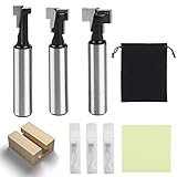 CINVEED 4 Stücke Nuten Fräser Set Schaft Fräser Legierung Nutfräser T Slot Cutter Oberfräse Fräser Holzfräser mit Samttasche Rillenmeißel Bits für Holzbearbeitung Werkzeug